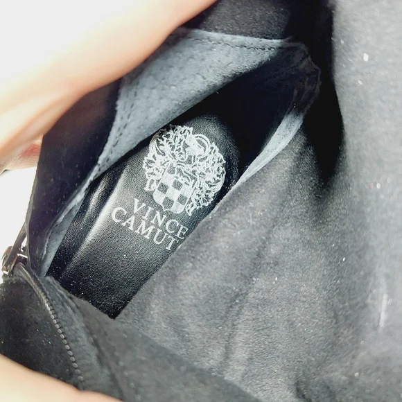 New Vince Camuto Perlanie Leather Black Pointy Toe Heel Knee Hight Boot T166 - Picture 11 of 13